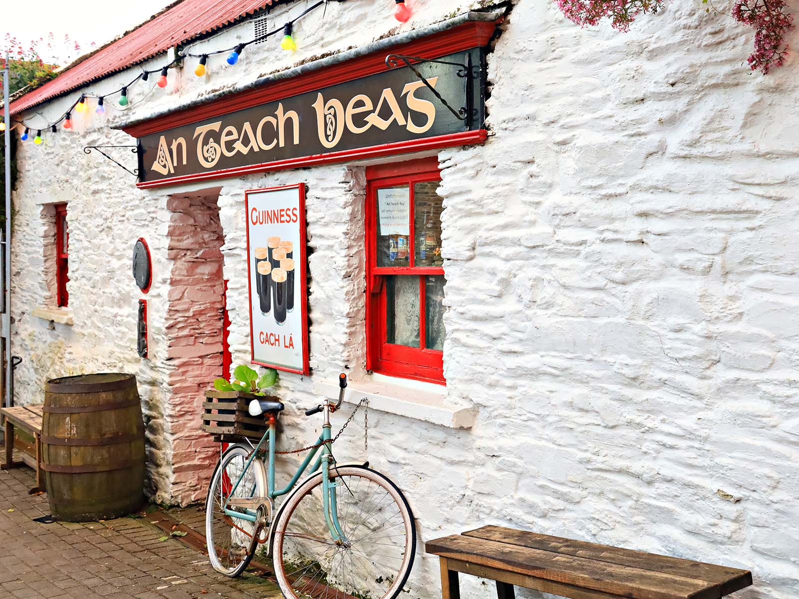 Pub entrance with bicycle